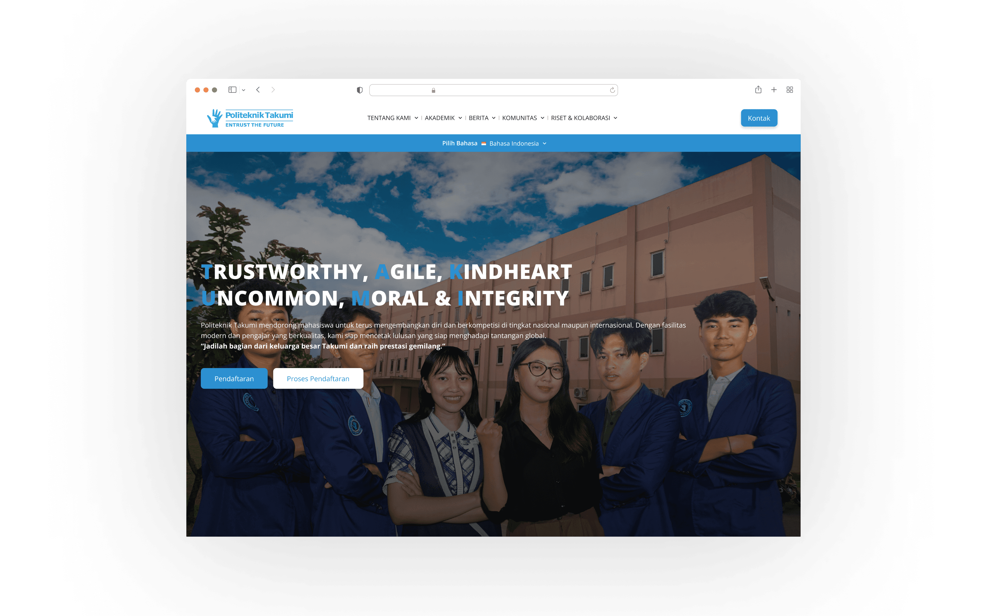 Redesigning the Politeknik Takumi website experience preview